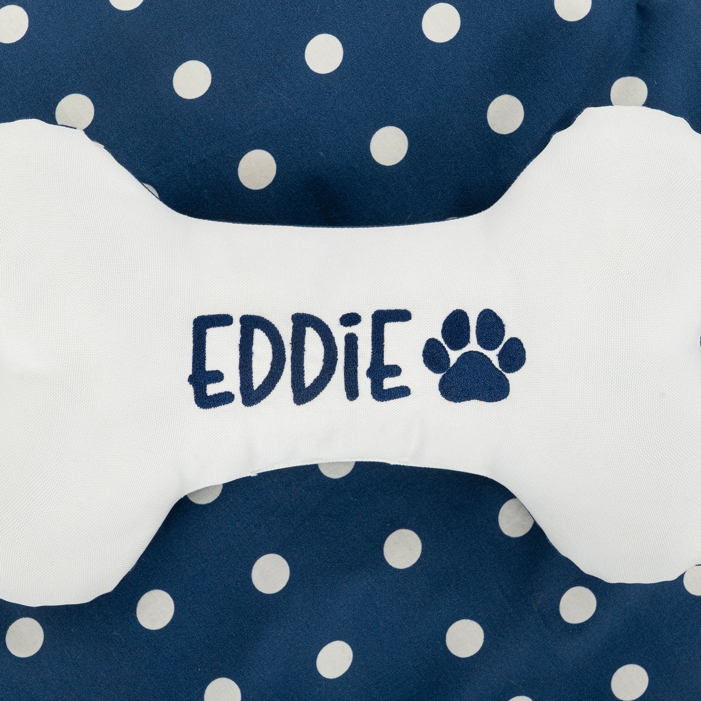 HUFT Personalised Polka Paws Fur Donut Bed For Dog & Cat - Navy