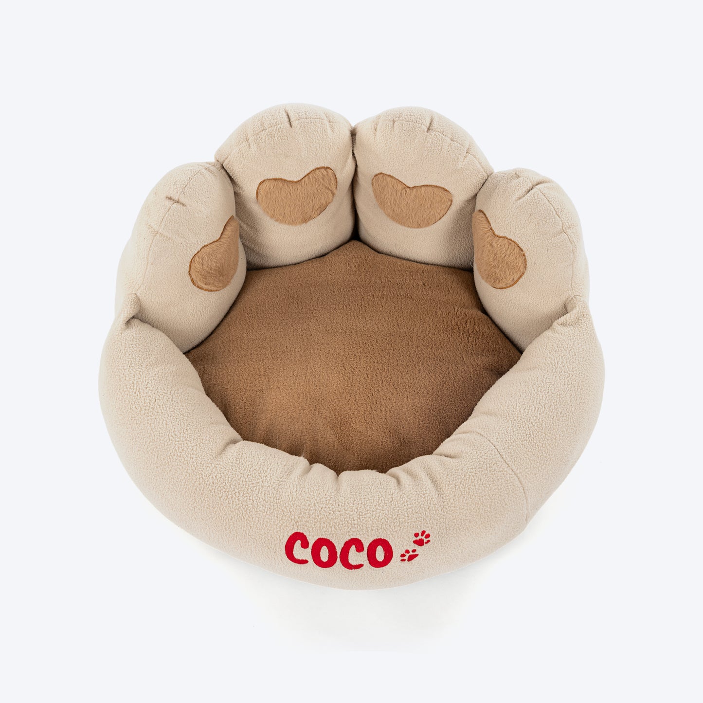 HUFT Personalised Paw Cuddle Cloud Bed For Cat & Puppy - Ivory & Brown