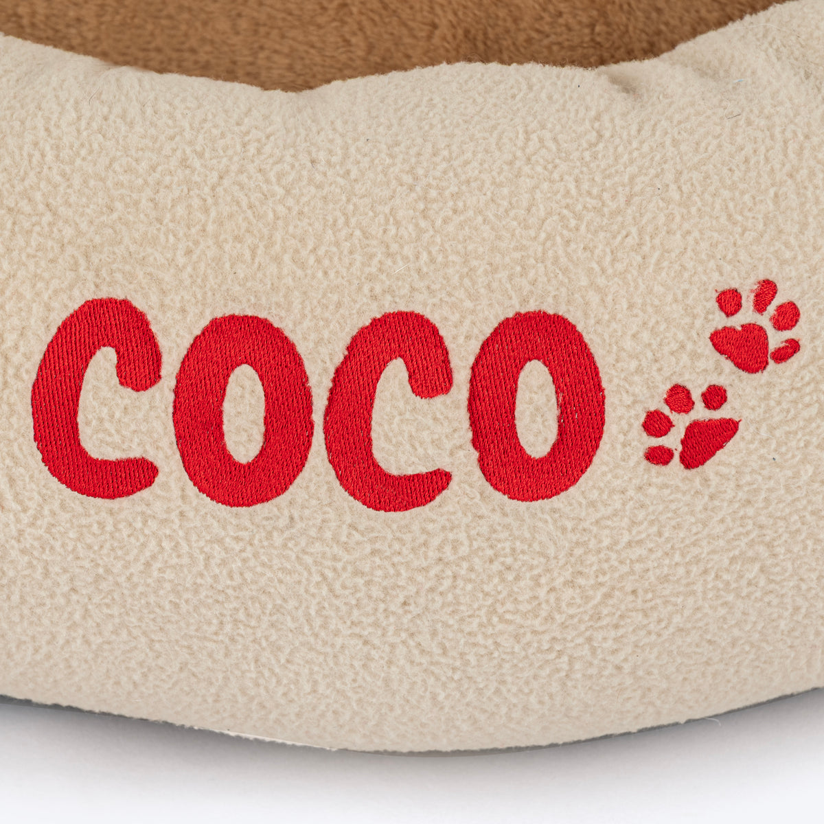 HUFT Personalised Paw Cuddle Cloud Bed For Cat & Puppy - Ivory & Brown - Heads Up For Tails