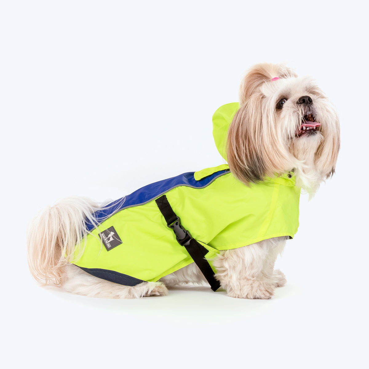 HUFT Neon Shower Dog Raincoat - Neon Green & Deep Blue - Heads Up For Tails