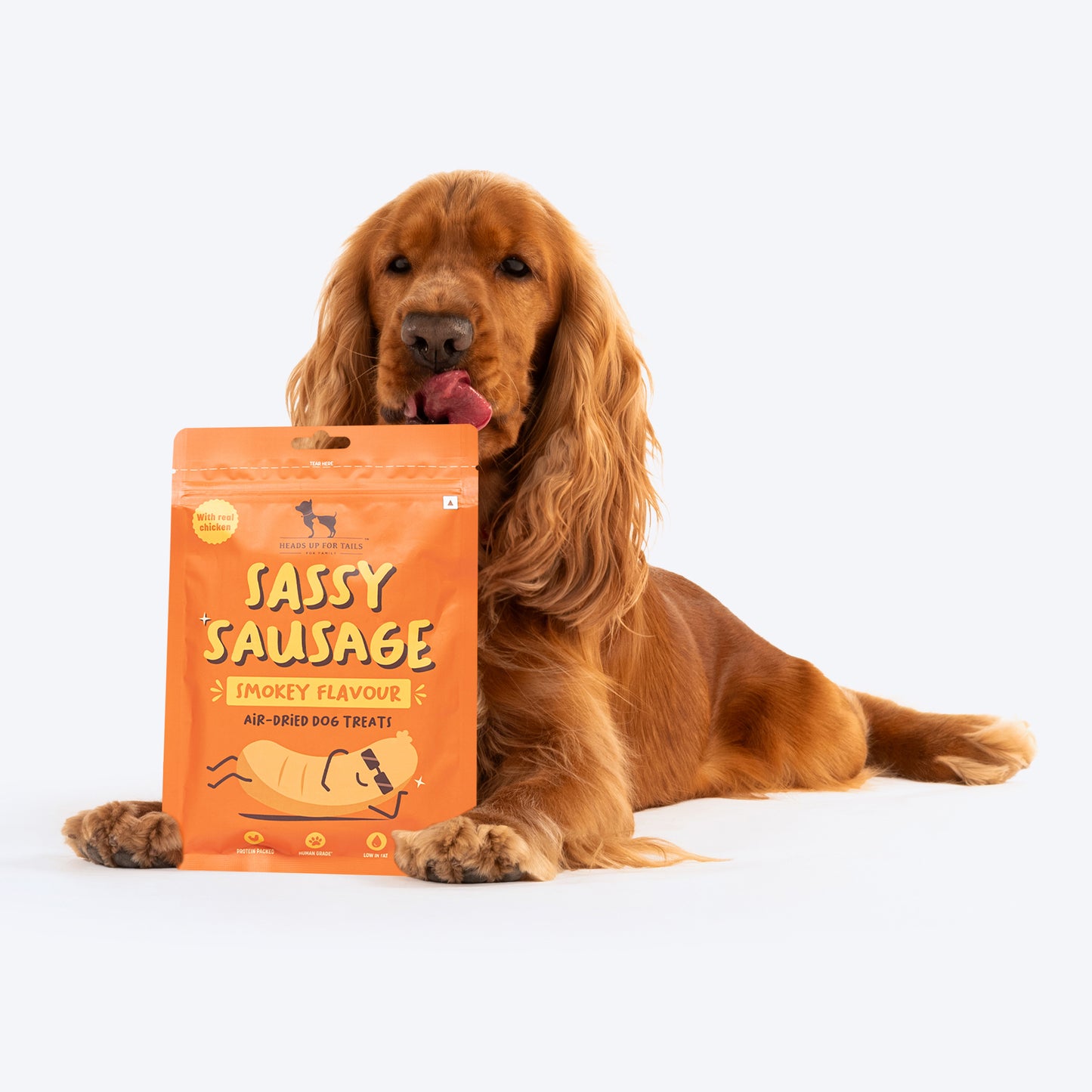 HUFT Sassy Sausage Smokey With Real Chicken Air-Dried Dog Treats - 100 g - Heads Up For Tails