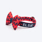 HUFT Personalised Geometric Groove Fabric Collar With Free Bow Tie For Dog - Red