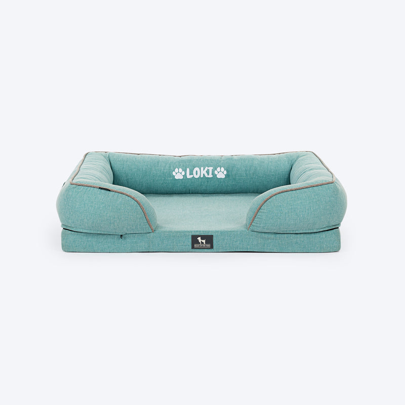 HUFT Personalised Warm Hug Orthopedic Sofa Bed For Dog - Blue - Heads Up For Tails