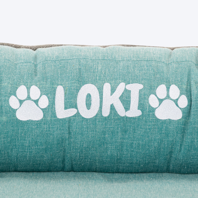 HUFT Personalised Warm Hug Orthopedic Sofa Bed For Dog - Blue - Heads Up For Tails