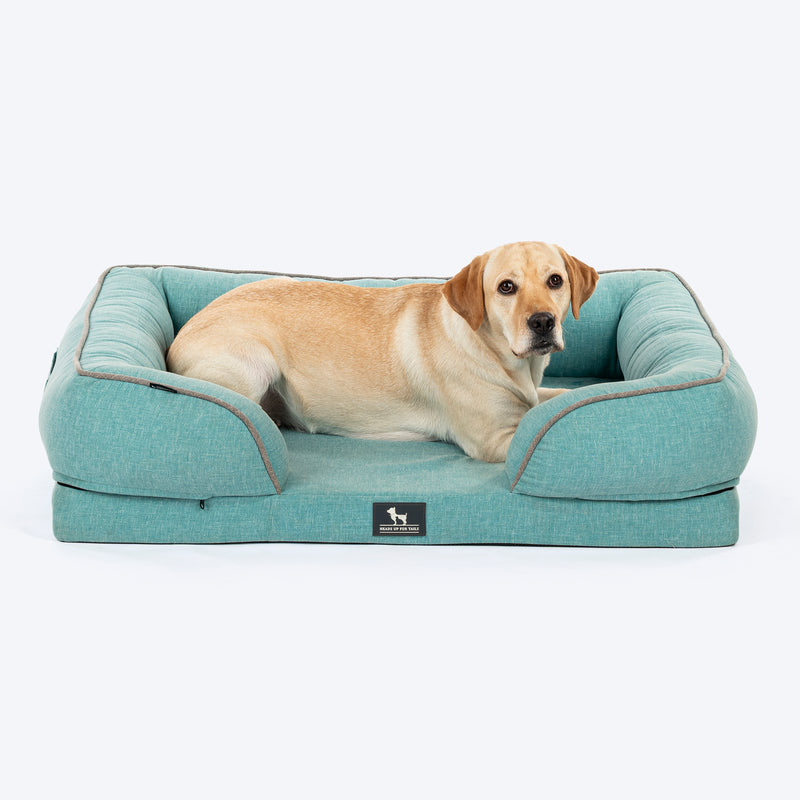 HUFT Personalised Warm Hug Orthopedic Sofa Bed For Dog - Blue - Heads Up For Tails