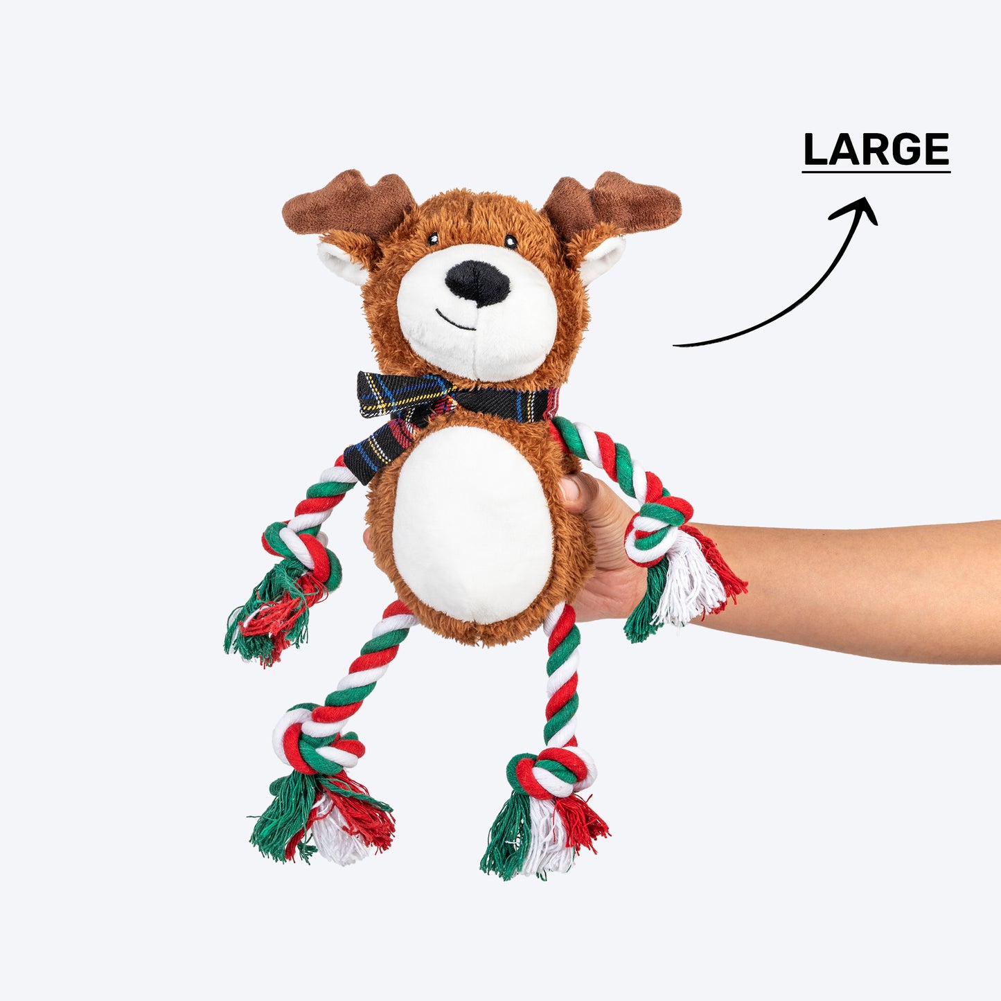 HUFT Rudy-Rope Plush Toy For Dog - Brown & Red