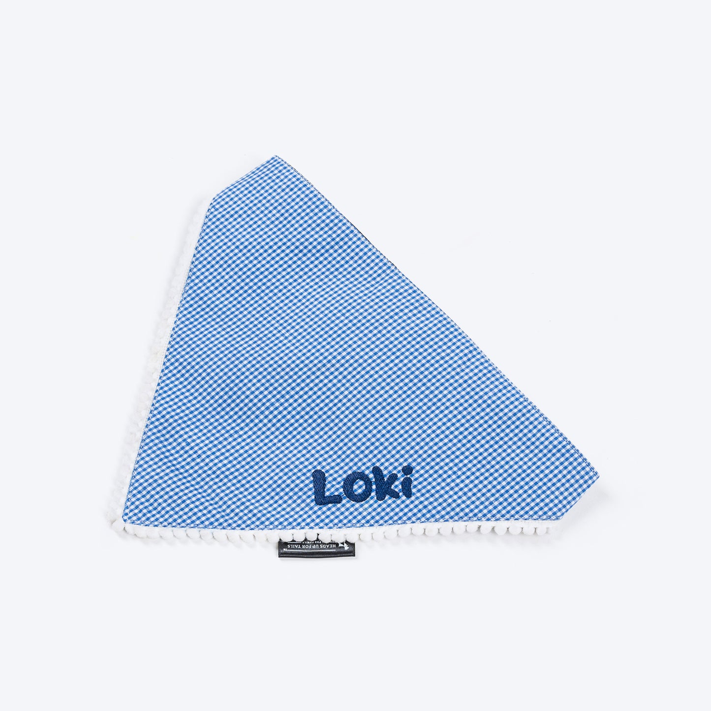 HUFT Personalised Gingham Checks Dog Bandana - Blue_06