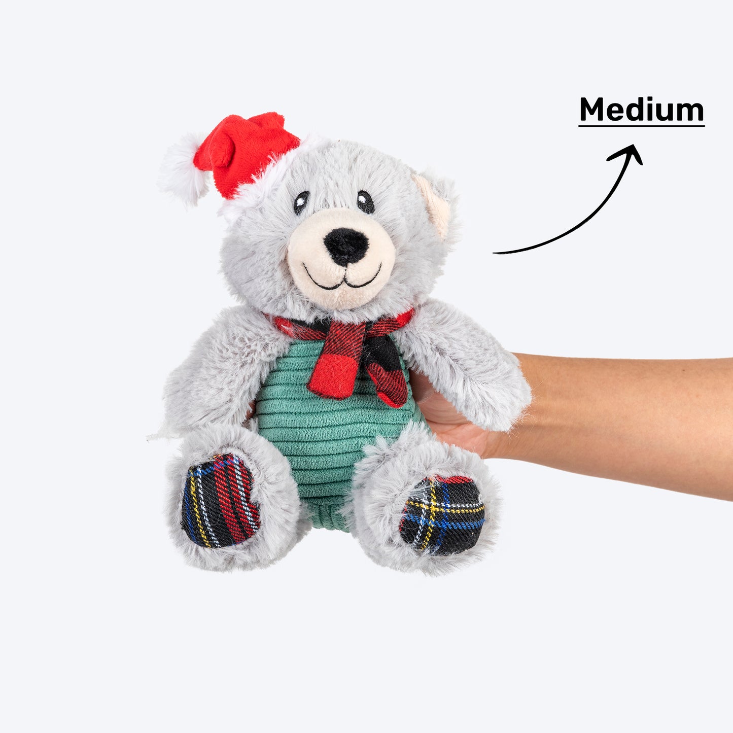 HUFT Beary Merry Plush Toy For Dog - White & Green