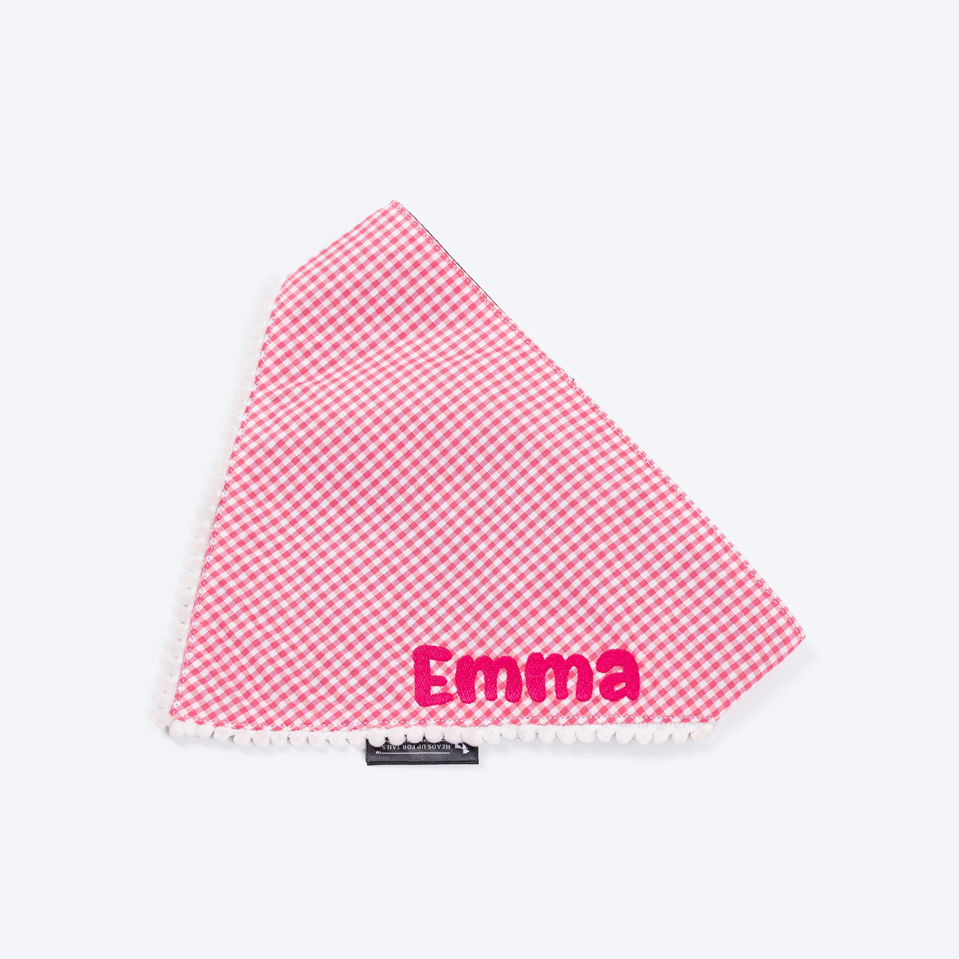 HUFT Personalised Gingham Checks Dog Bandana - Pink_06