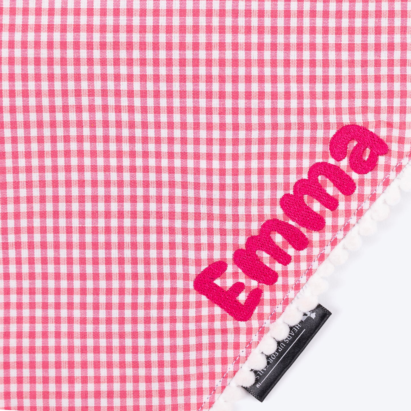 HUFT Personalised Gingham Checks Dog Bandana - Pink_07