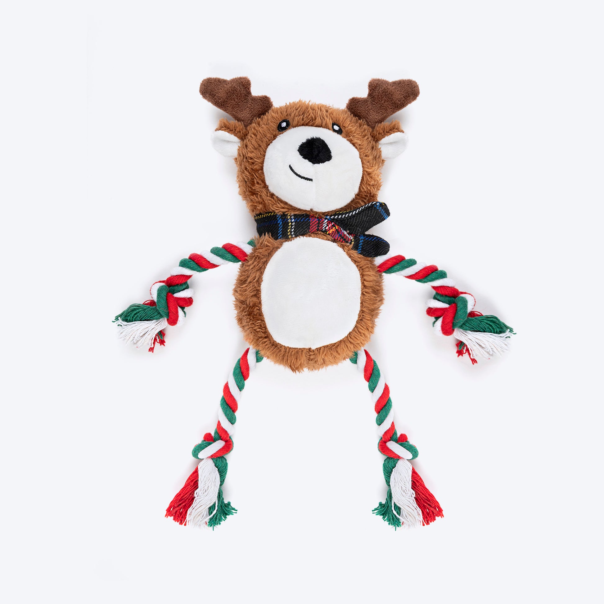 HUFT Rudy-Rope Plush Toy For Dog - Brown & Red - Heads Up For Tails