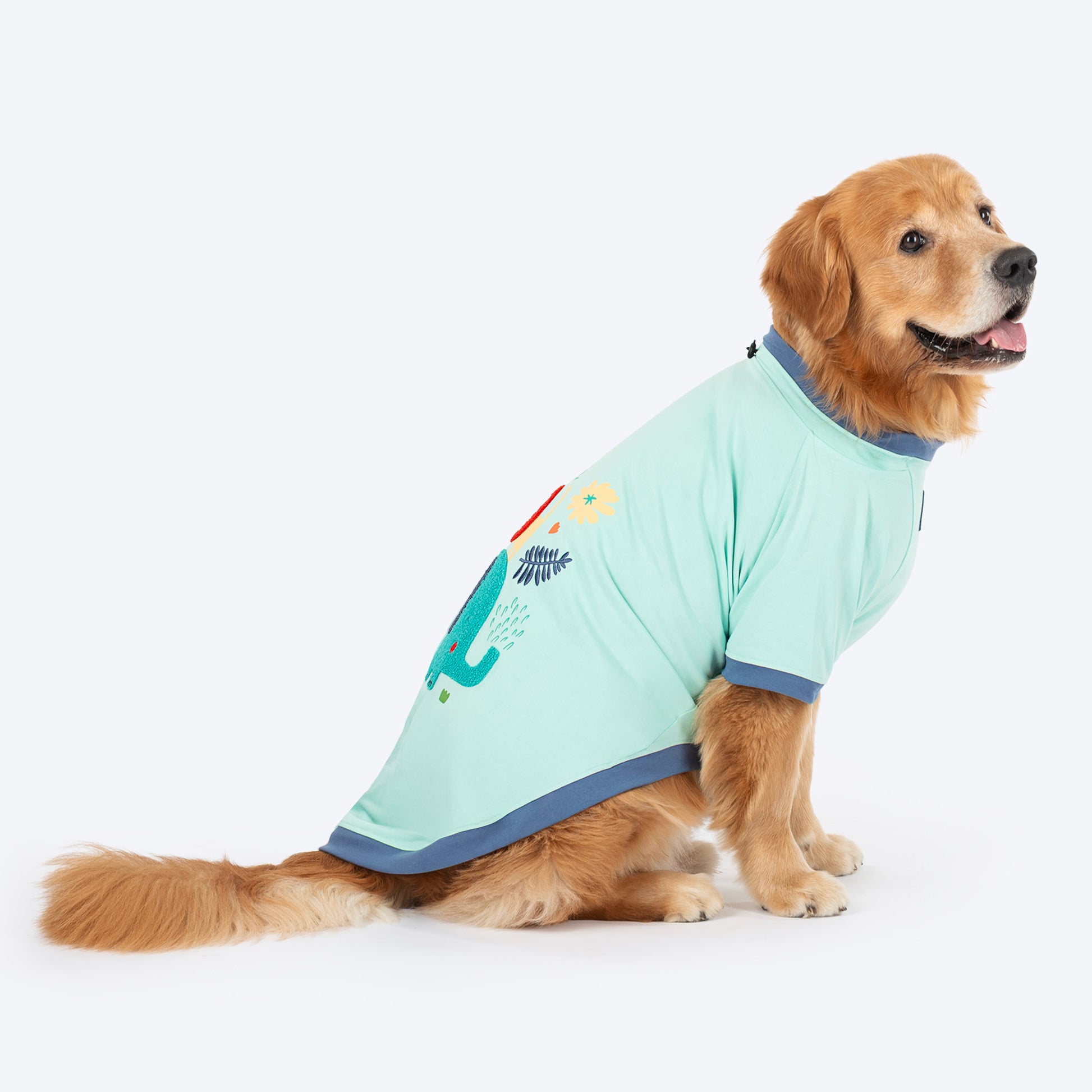 HUFT Jungle Joy Printed T-Shirt For Dog - Light Mint Green - Heads Up For Tails