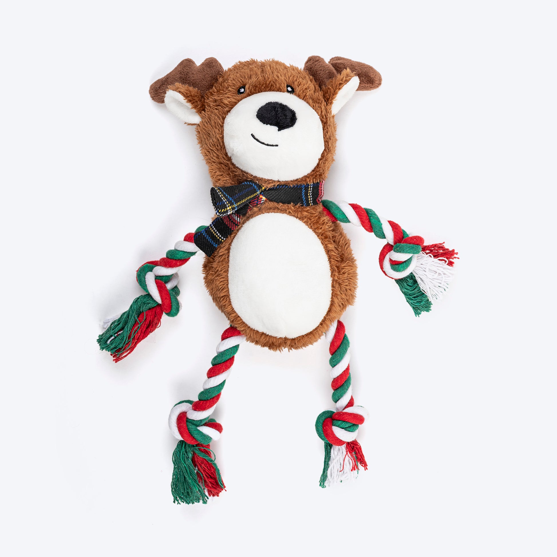 HUFT Rudy-Rope Plush Toy For Dog - Brown & Red - Heads Up For Tails