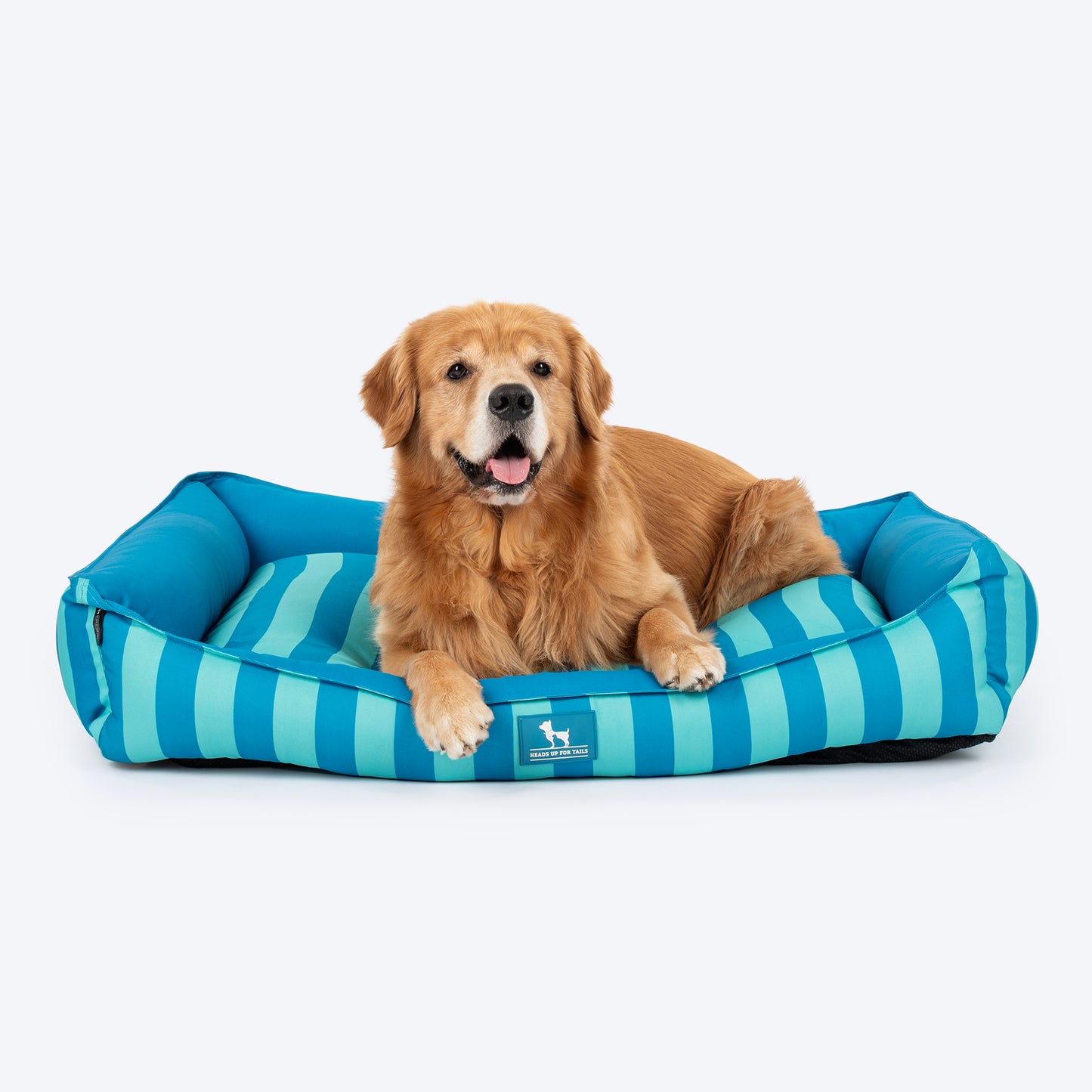 HUFT Happy Stripes Lounger Bed For Dog - Blue & Turquoise - Heads Up For Tails