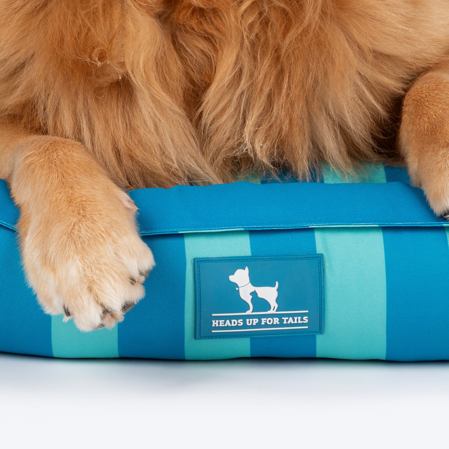 HUFT Happy Stripes Lounger Bed For Dog - Blue & Turquoise - Heads Up For Tails