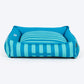 HUFT Personalised Happy Stripes Lounger Bed For Dog - Blue & Turquoise - Heads Up For Tails