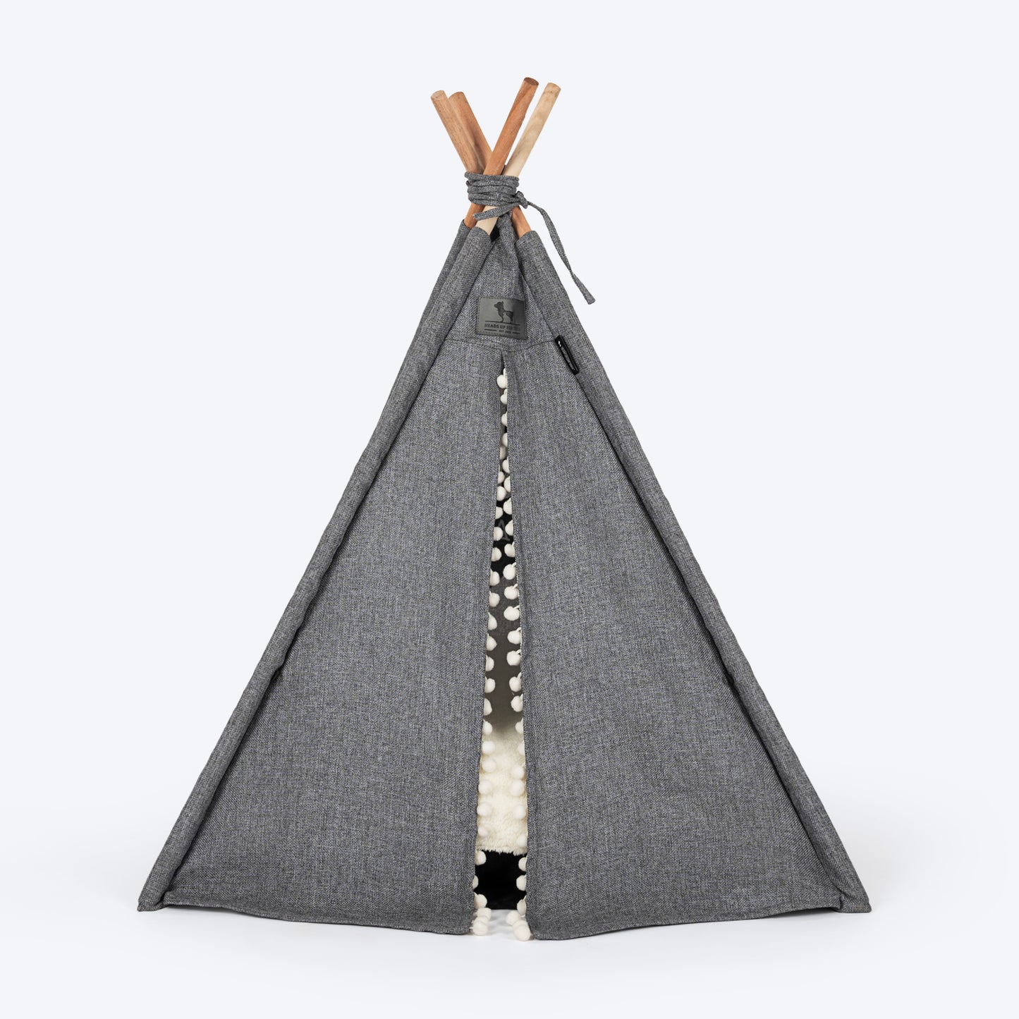 HUFT Personalised Cozy Fort Teepee Tent Bed For Dog & Cat - Charcoal Black - Heads Up For Tails