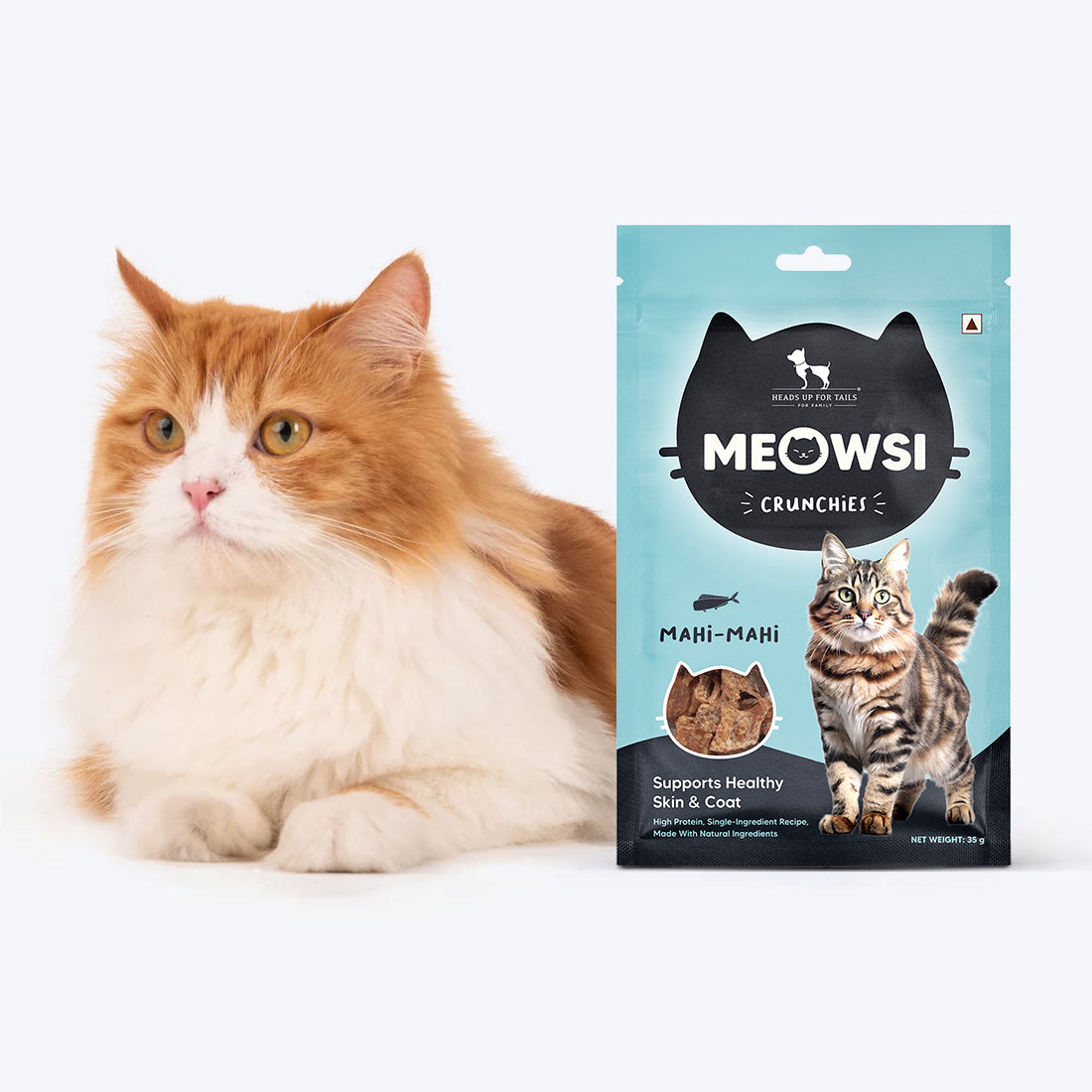 Meowsi by HUFT Mahi Mahi Fish Crunchies Cat Treats - 35 g - Heads Up For Tails