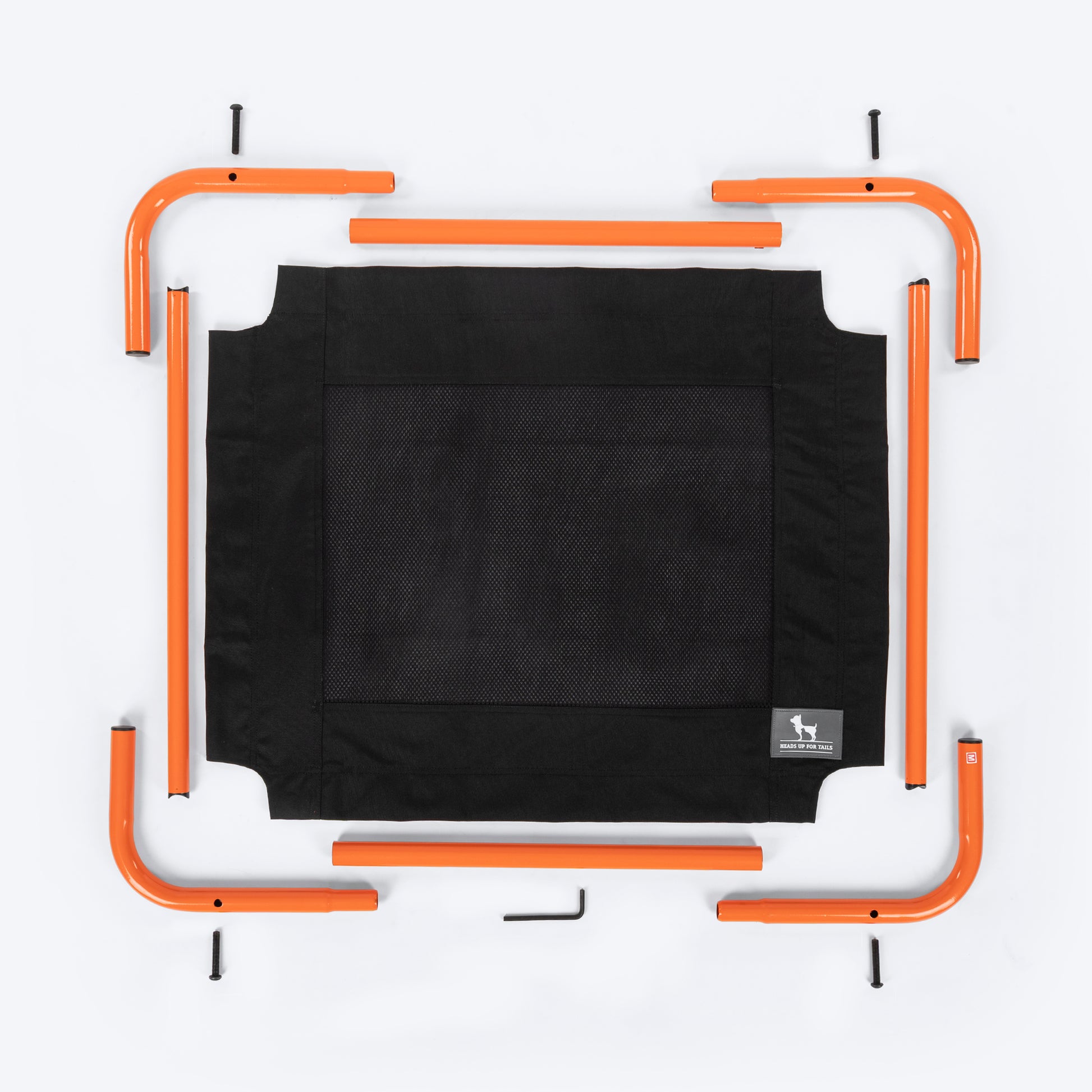 HUFT Elevated Bed For Dog - Black & Orange - Heads Up For Tails