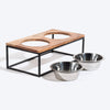HUFT Furry Feast Wooden Diner With Steel Inserts For Dog - Brown - Heads Up For Tails