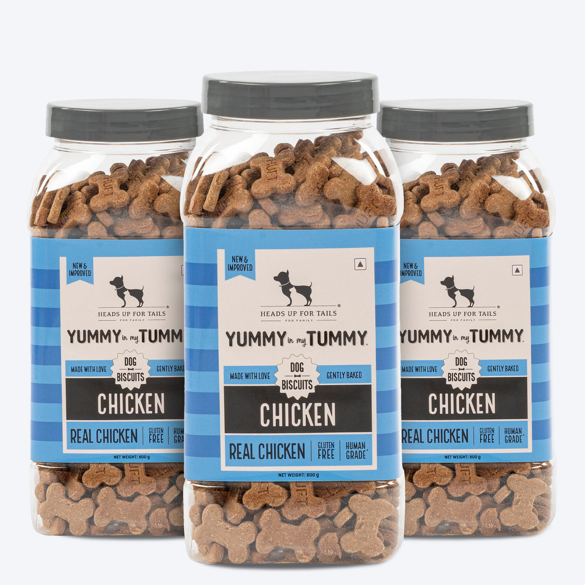 Heads Up for Tails Yummy in my Tummy Chicken Dog Biscuits, gluten-free, 800g, gently baked, in a multi-pack