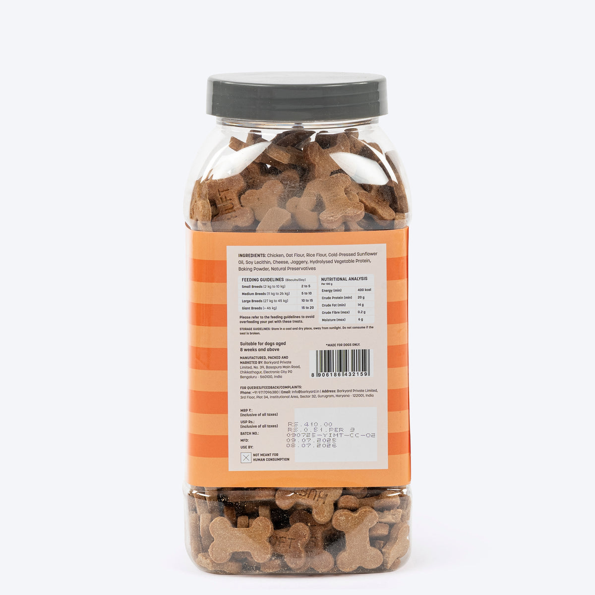 HUFT YIMT Chicken & Cheese Gluten-Free Dog Biscuits, 410g, bone-shaped treats suitable for dogs aged 8 weeks and older