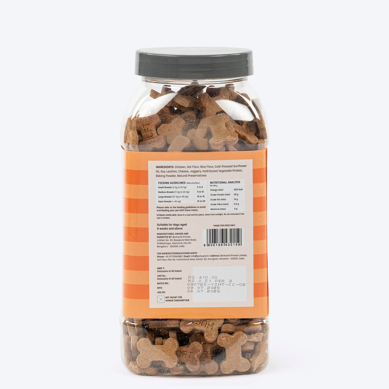 HUFT YIMT Chicken & Cheese Gluten-Free Dog Biscuits, 410g, bone-shaped treats suitable for dogs aged 8 weeks and older