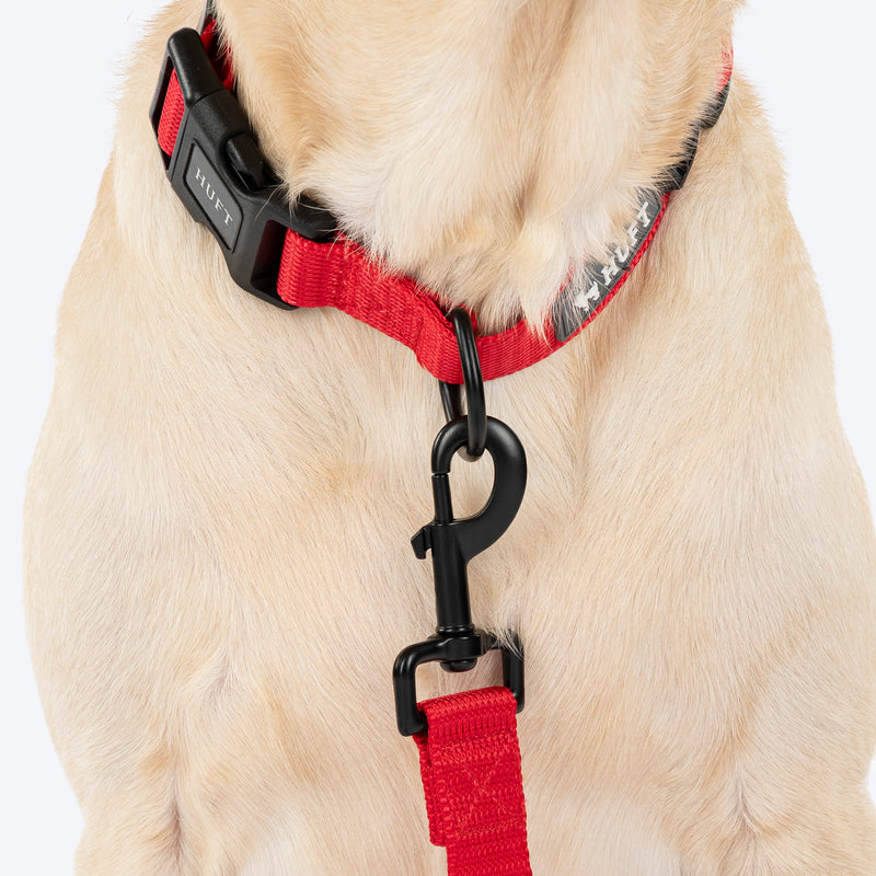 HUFT Classic Personalised (Mobile No.) Dog Leash - Cherry Red - Heads Up For Tails