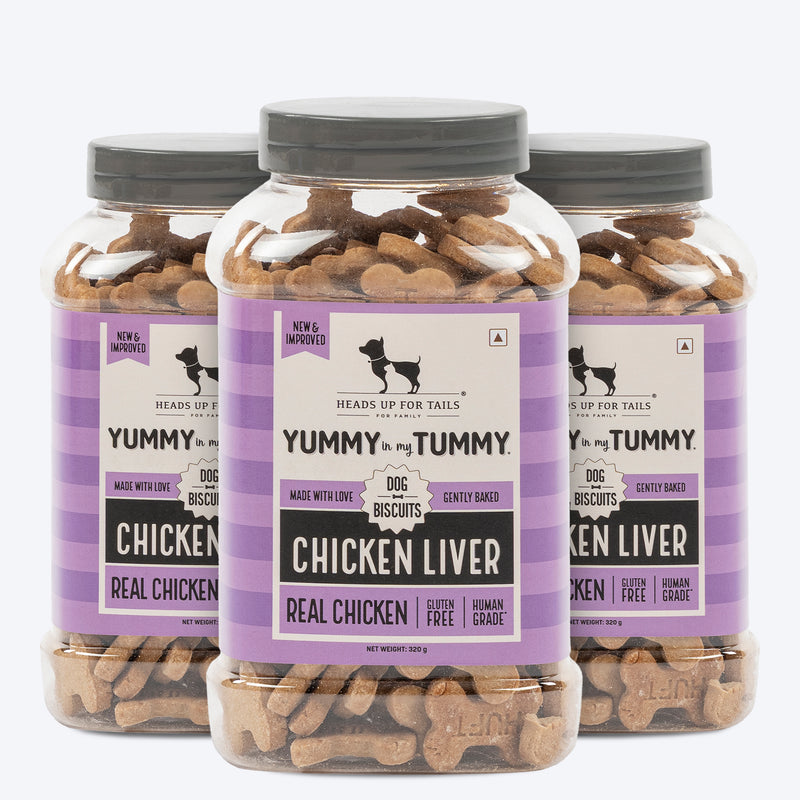 HUFT YIMT Chicken Liver Dog Biscuits, gluten-free, 320g, gently baked, in a multi-pack jar