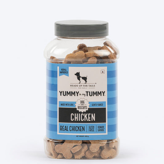 Heads Up for Tails Yummy in my Tummy Chicken Dog Biscuits, 320g, gluten-free, gently baked, made with real chicken