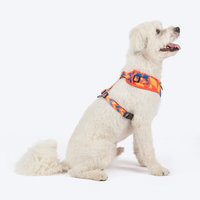 HUFT Dynamic Chevron Adjustable Harness For Dog - Red & Yellow - Heads Up For Tails
