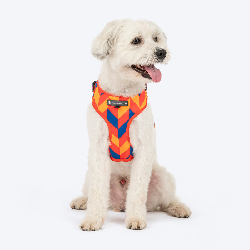 HUFT Dynamic Chevron Adjustable Harness For Dog - Red & Yellow - Heads Up For Tails
