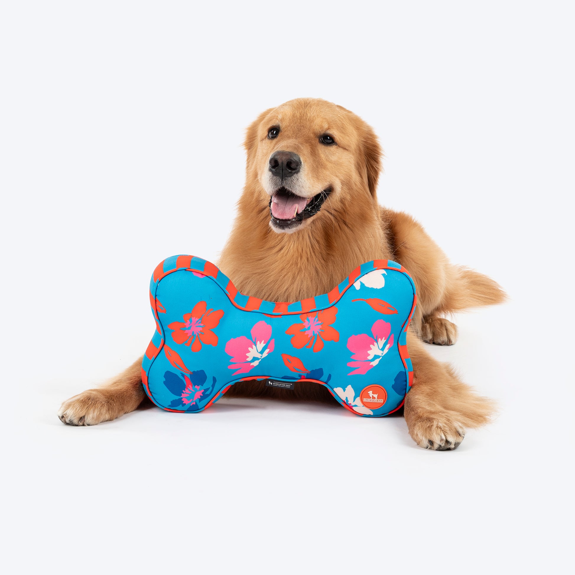 HUFT Summer Bloom Dog Bone Cushion - Blue - Heads Up For Tails