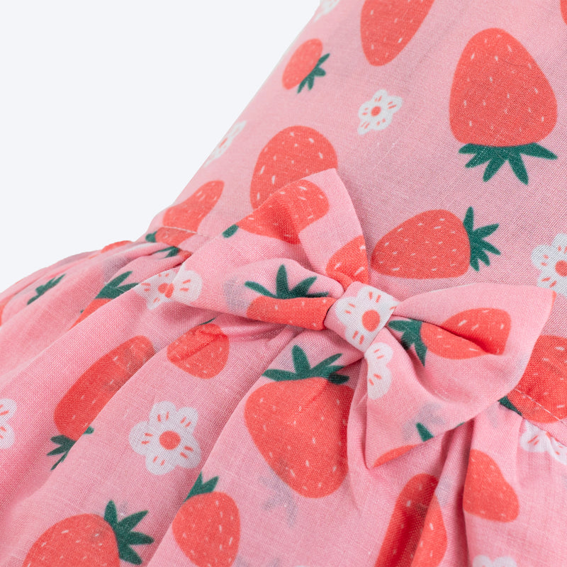 HUFT Berrylicious Printed Dress For Dog - Baby Pink - Heads Up For Tails