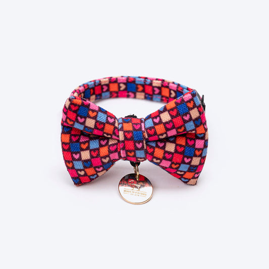 HUFT All Hearts Collar With Bow Tie For Cats - Multi Colour - Heads Up For Tails