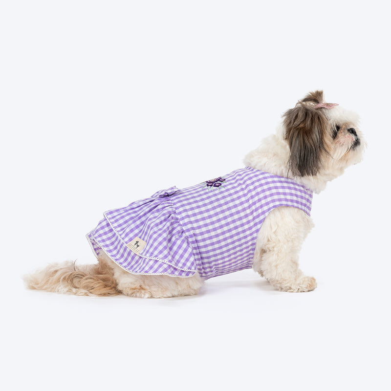 HUFT Go Gingham Dress For Dog - Purple - Heads Up For Tails