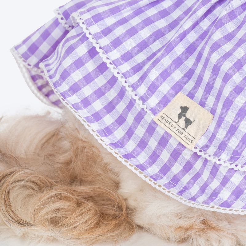 HUFT Go Gingham Dress For Dog - Purple - Heads Up For Tails