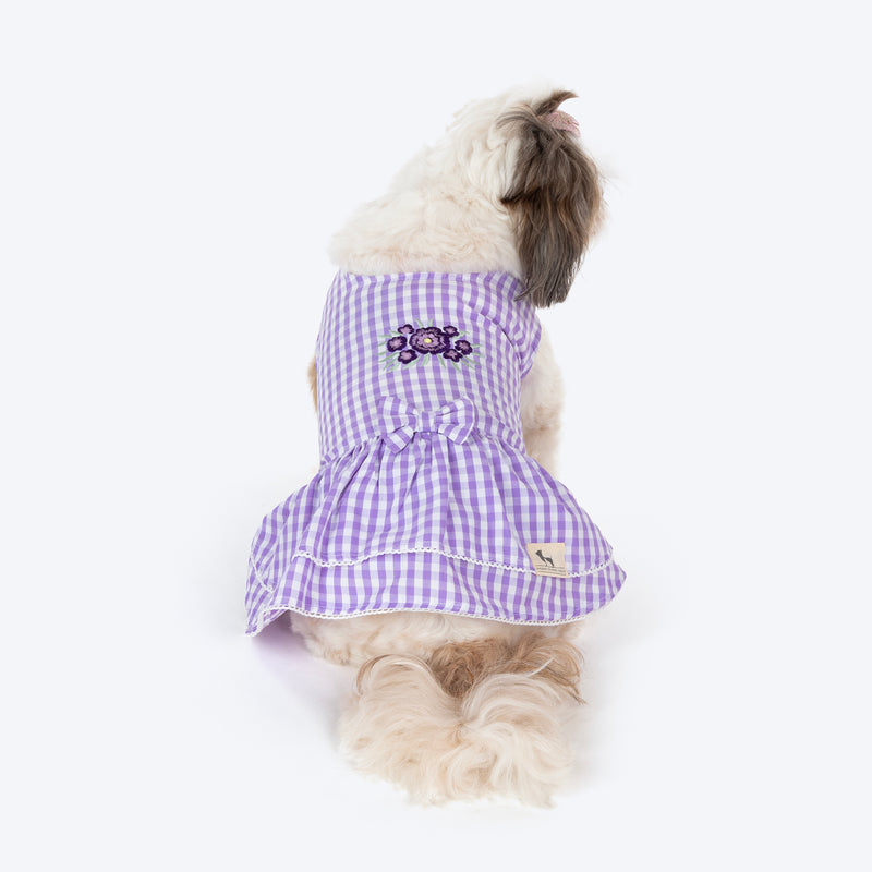 HUFT Go Gingham Dress For Dog - Purple - Heads Up For Tails