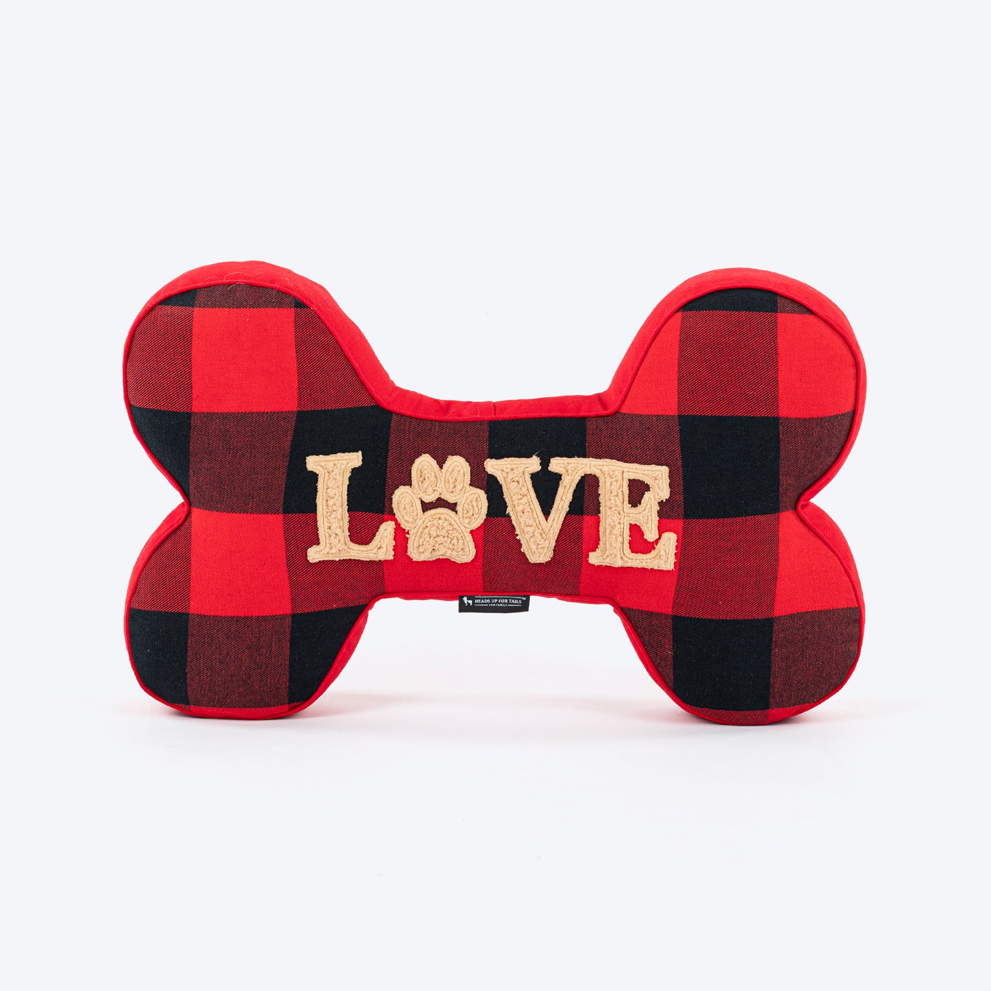 HUFT Love Plaid Blanket With Bone Cushion For Dog - Red