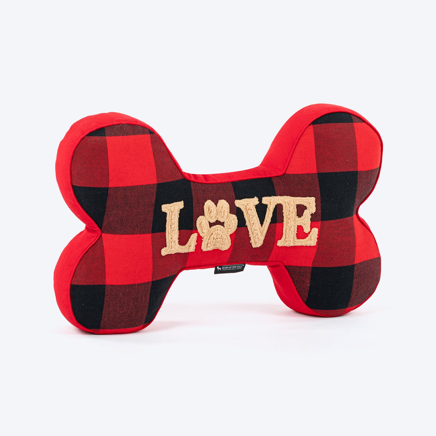 HUFT Love Plaid Blanket With Bone Cushion For Dog - Red