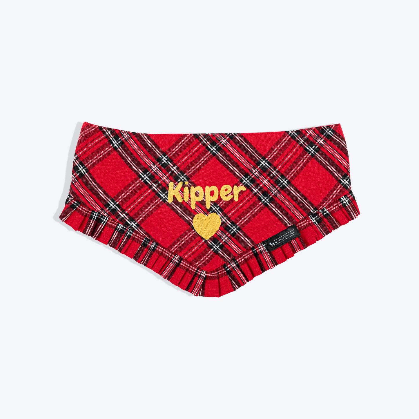 HUFT Personalised Warm Woofs Frilled Bandana For Dog & Cat - Red