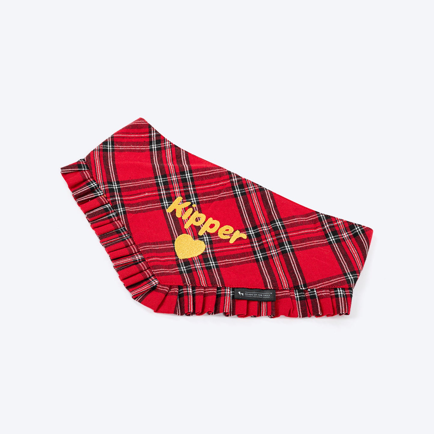 HUFT Personalised Warm Woofs Frilled Bandana For Dog & Cat - Red