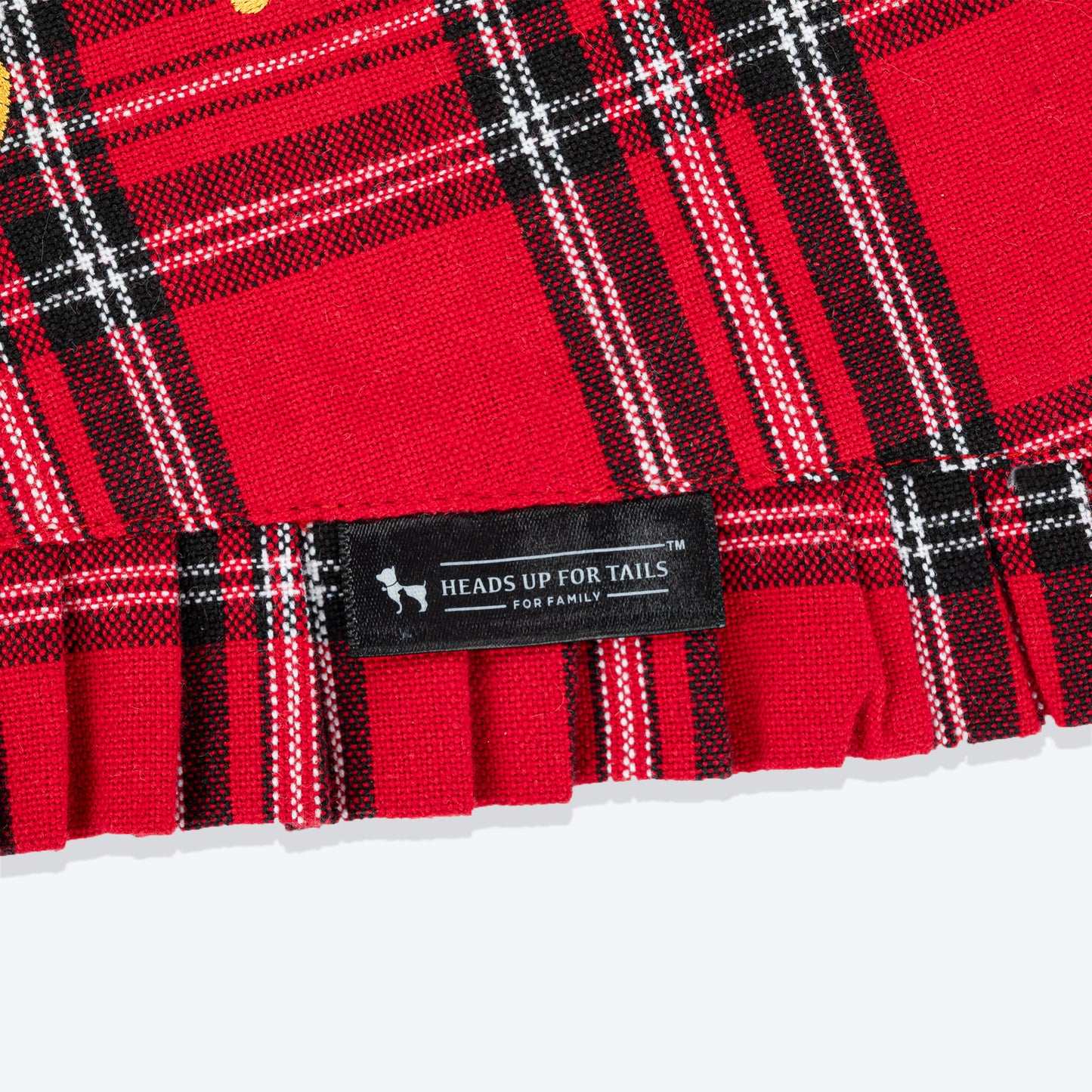 HUFT Personalised Warm Woofs Frilled Bandana For Dog & Cat - Red