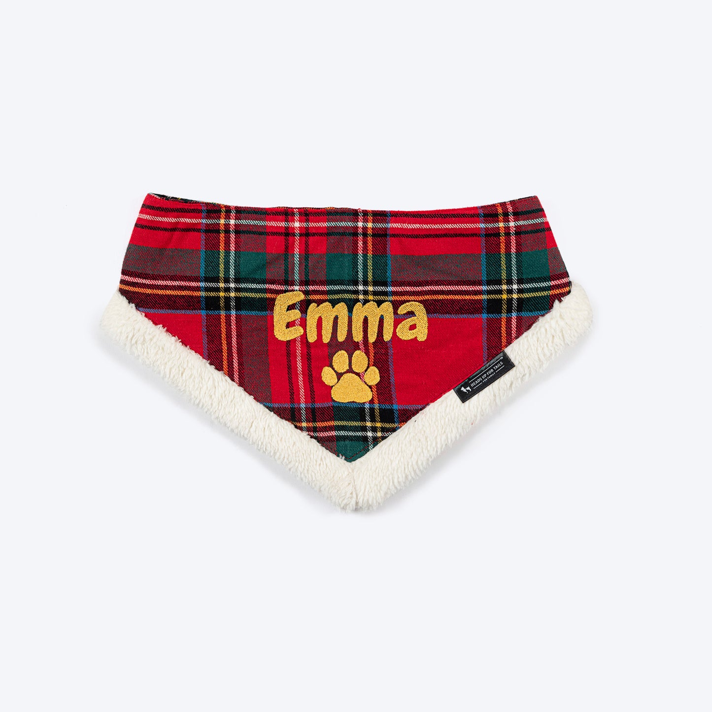 HUFT Personalised Snuggle Paws Fur Bandana For Dog & Cat - Red & Green