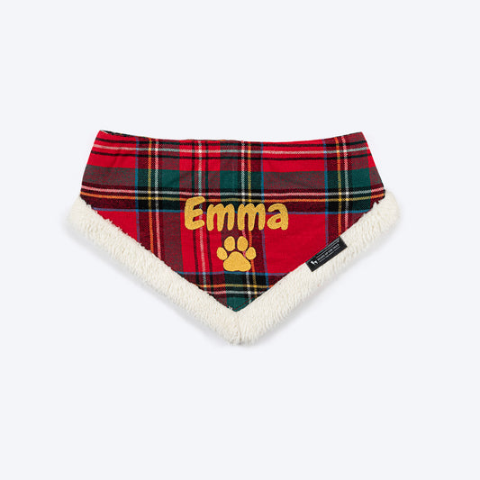 HUFT Personalised Snuggle Paws Fur Bandana For Dog & Cat - Red & Green - Heads Up For Tails