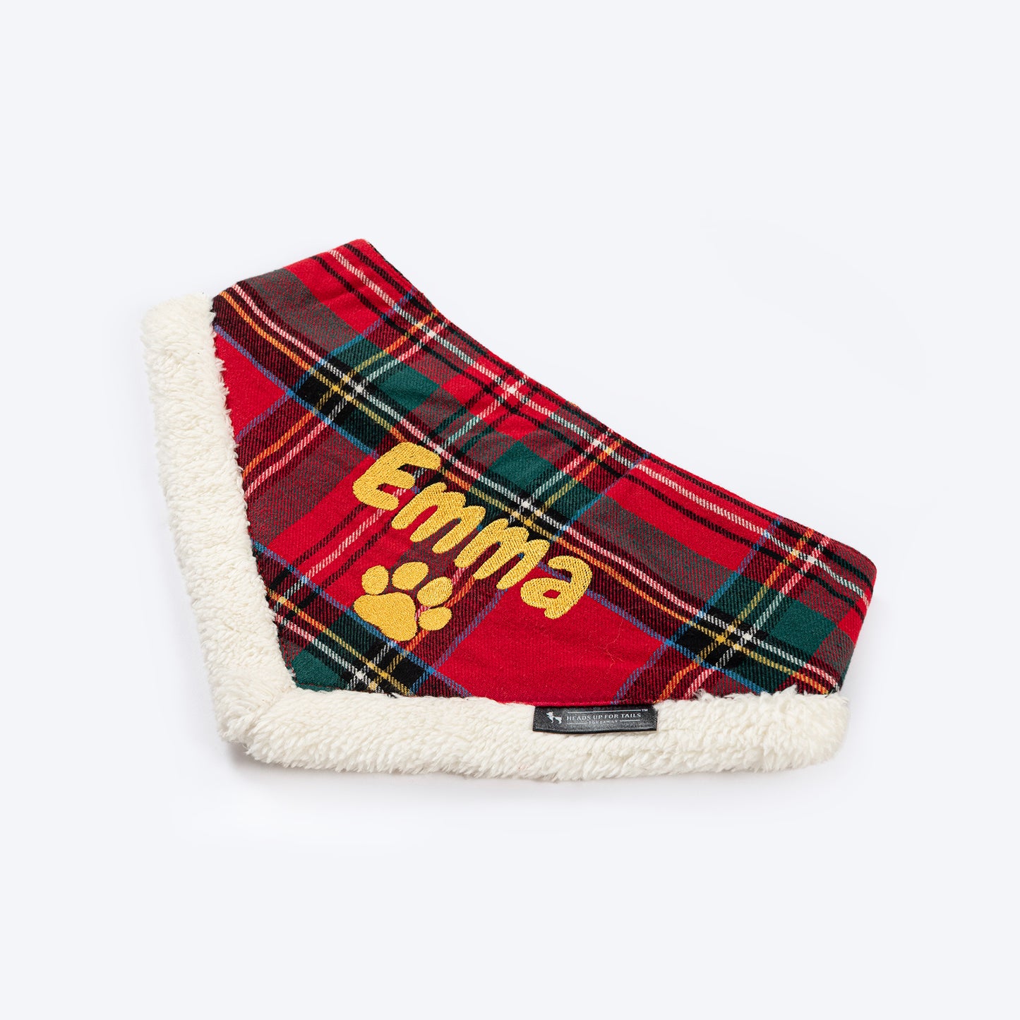 HUFT Personalised Snuggle Paws Fur Bandana For Dog & Cat - Red & Green