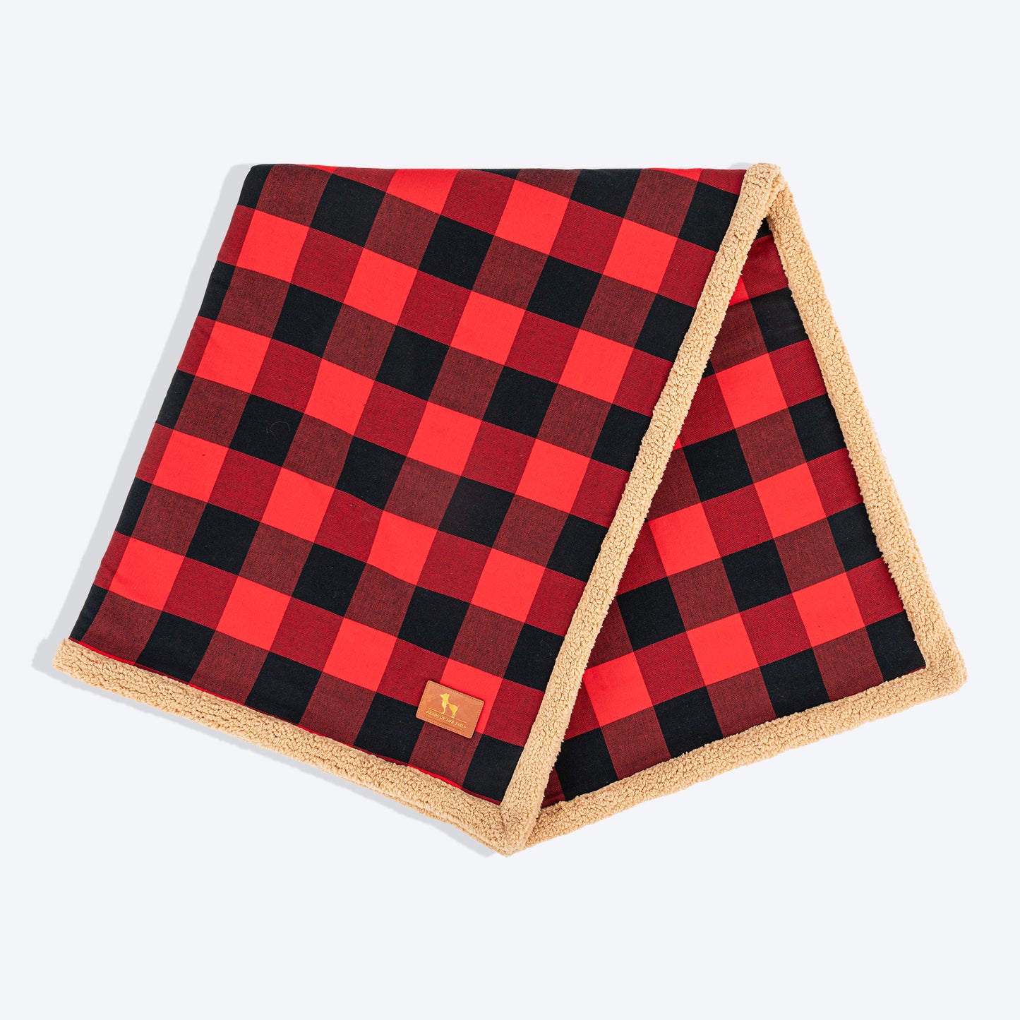 HUFT Love Plaid Blanket With Bone Cushion For Dog - Red