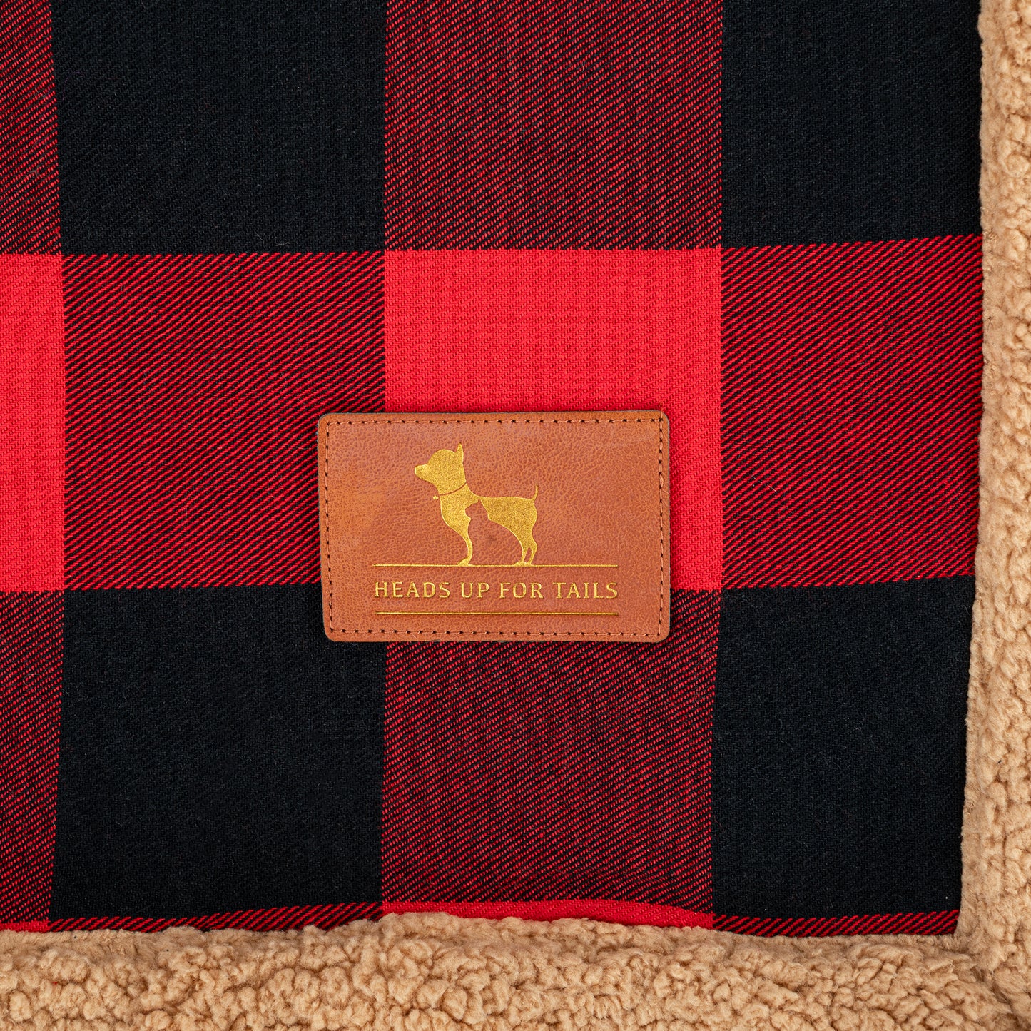 HUFT Love Plaid Blanket With Bone Cushion For Dog - Red