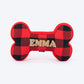 HUFT Personalised Checkered Cuddle Bone Cushion For Dog - Red & Black