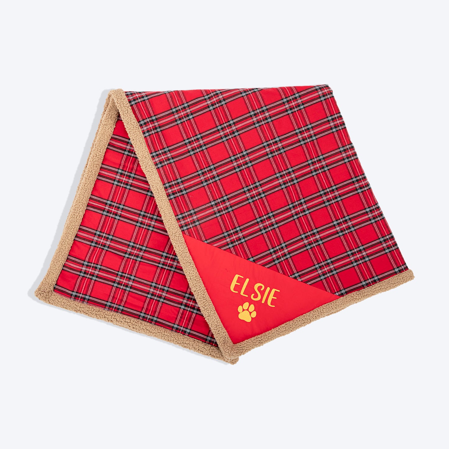 HUFT Personalised Tartan Plaid Snuggle Blanket For Dog & Cat - Red